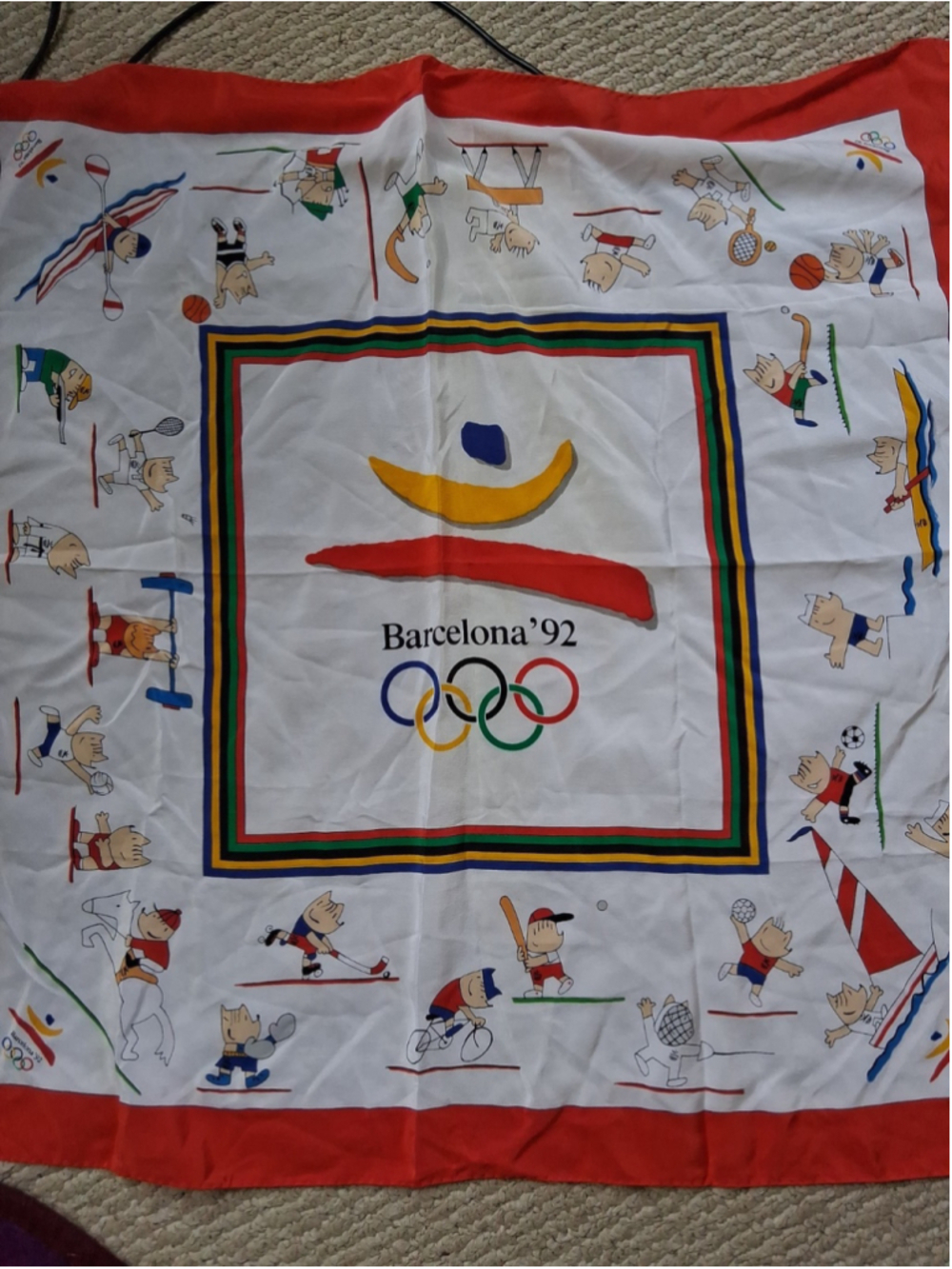 1992 Barcelona Olympics Vintage 100% Silk Scarf Made In Spain NWT